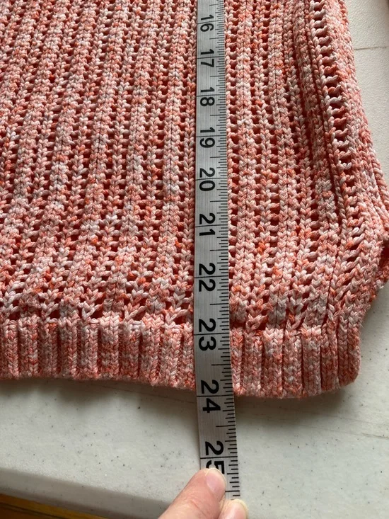 Talbots Coral-Peach Open-Weave Crewneck Sweater - Picture 8 of 8